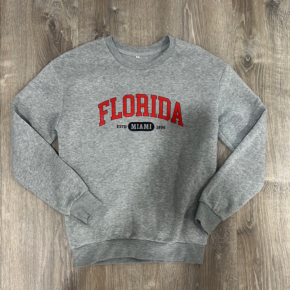 Gray Florida Miami Crewneck Sweater